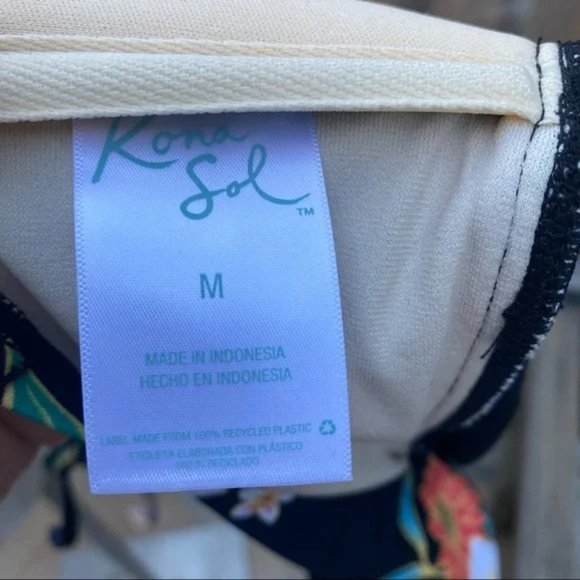 Kona Sol floral bandeau mesh flyaway tankini top size medium - Picture 6 of 6